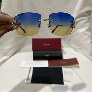 Cartier C Wire W/ Blue/Gold Lens